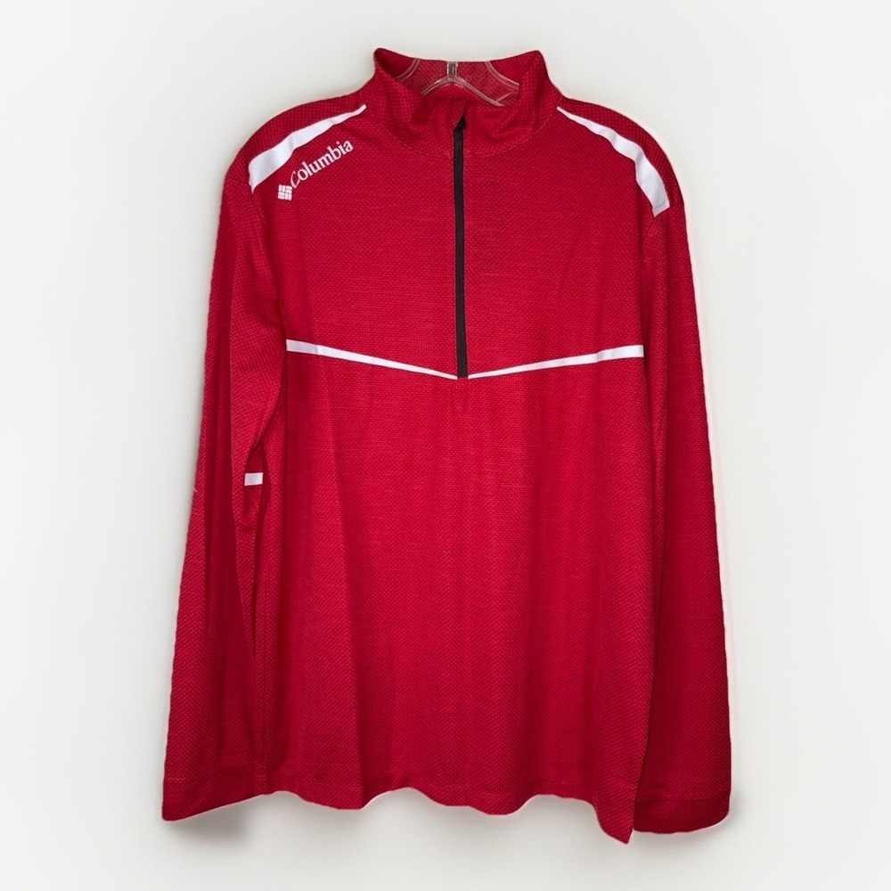 NWT Columbia Golf Omni Wick Pullover Mens Medium Red 1/4 Zip Athletic Shirt